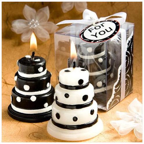 100 black and white wedding cake candle favors